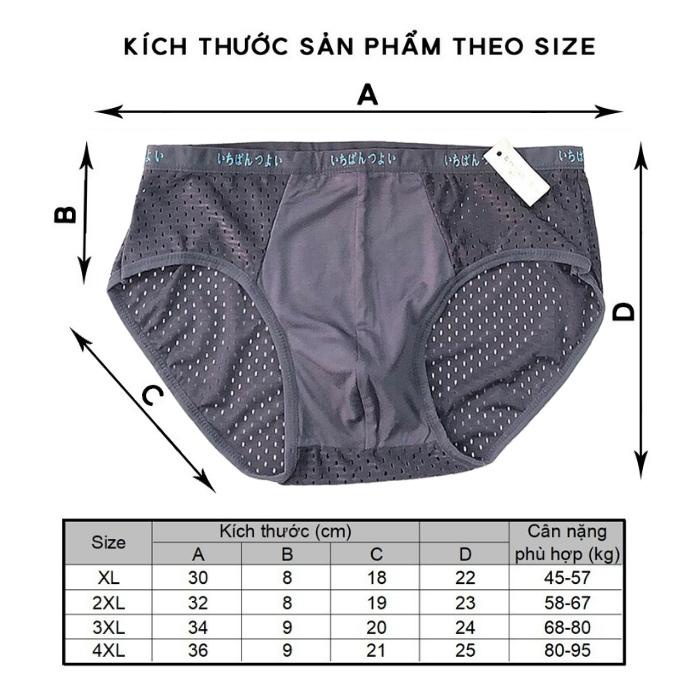 Quần sịp nam thông hơi tam giác thun lạnh thoáng khí co giãn chống mùi kháng khuẩn tốt - có size lớn