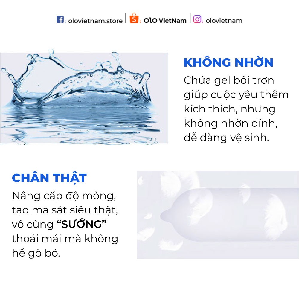 Bao cao su OLO Air Thin gel mát lạnh siêu mỏng 0.01mm 10 bao