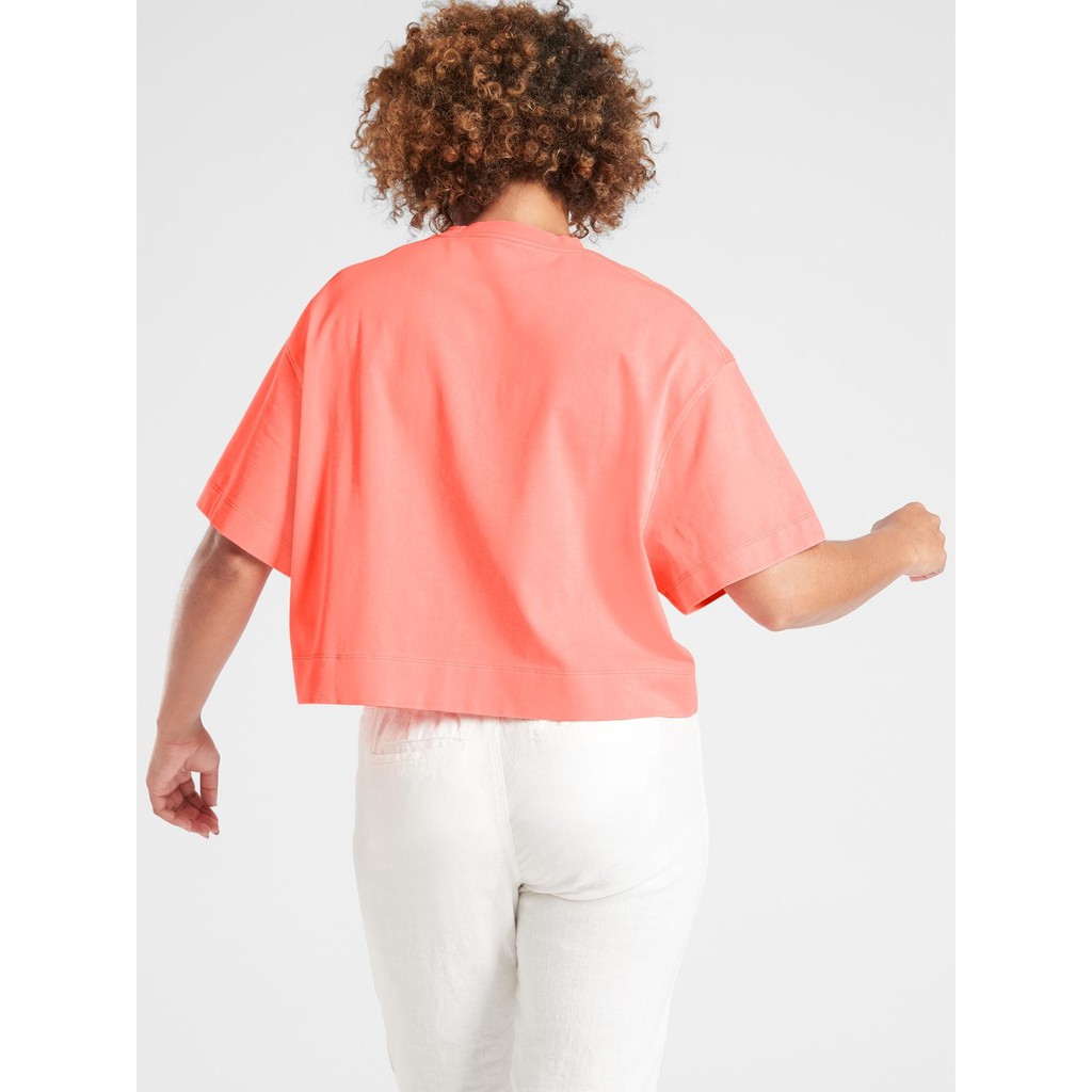 Áo thun dáng rộng oversize Athleta thun siêu dày Heavyweight Cotton Crop Tee 530149