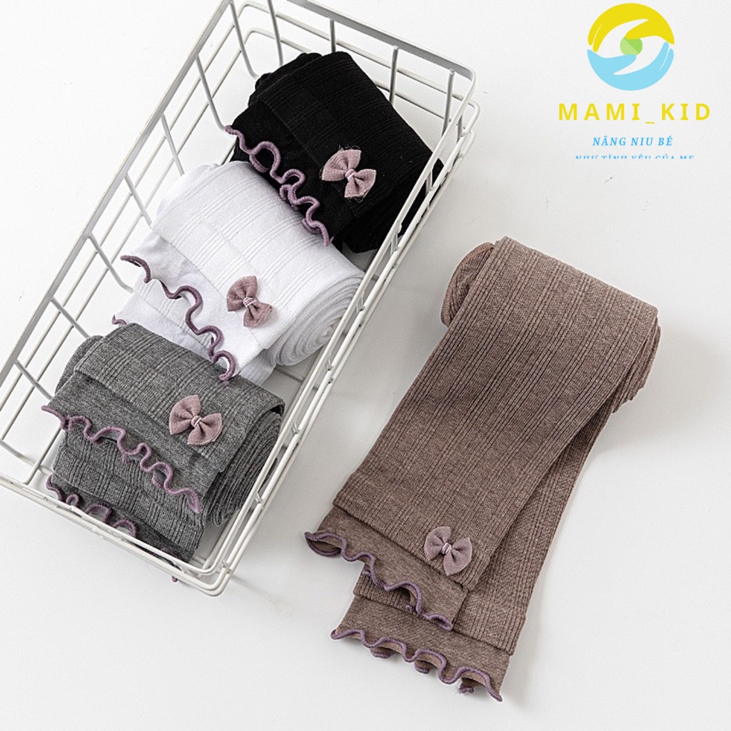 Quần Legging Cho Bé gái len tăm dày đẹp, siêu Co giãn, 10-38kg thiết kế xoắn gấu điệu đà, shop MAMIKIDS