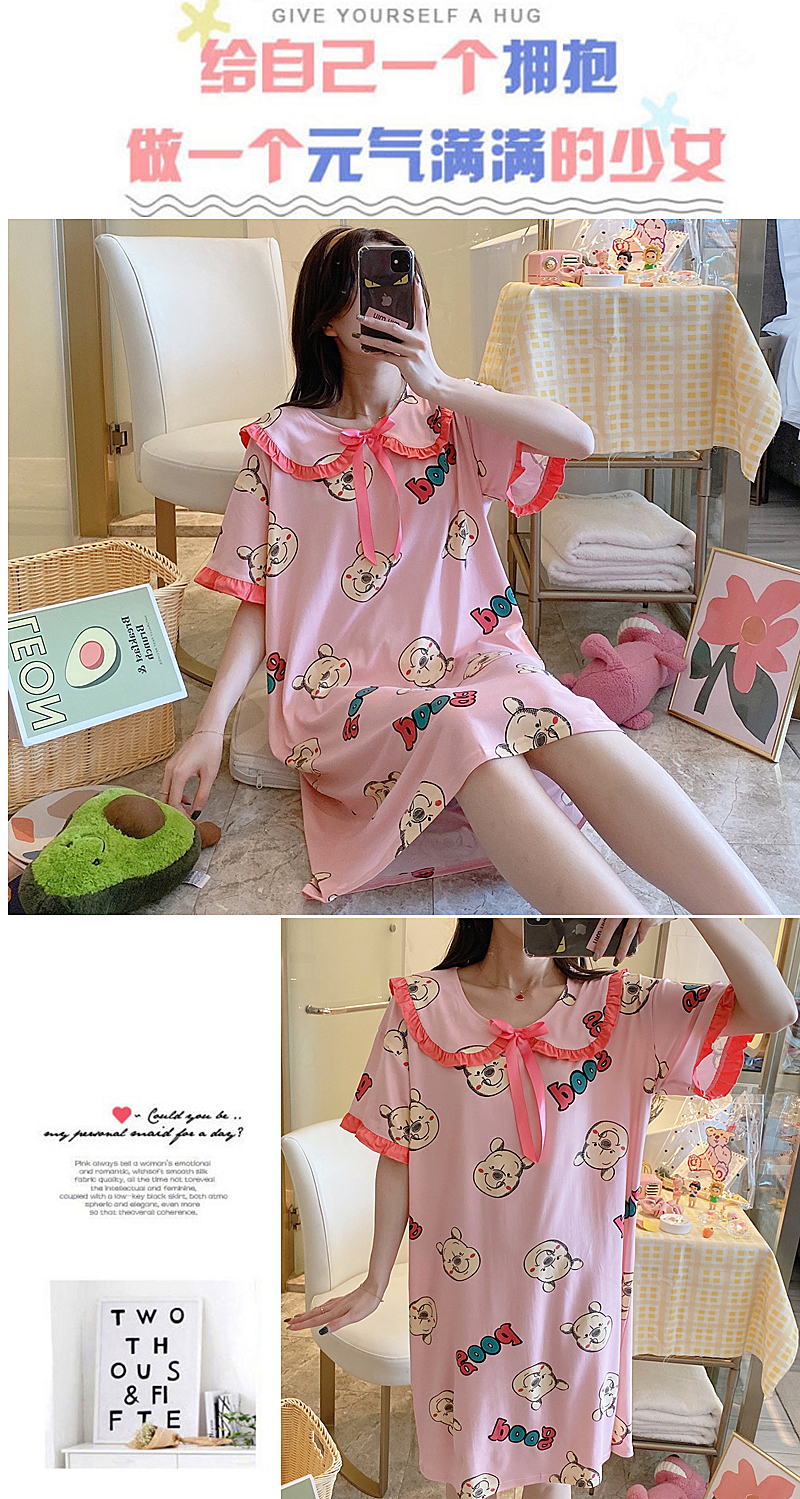 Đầm ngủ ngắn tay phối ren thời trang trẻ trung dành cho nữ | BigBuy360 - bigbuy360.vn