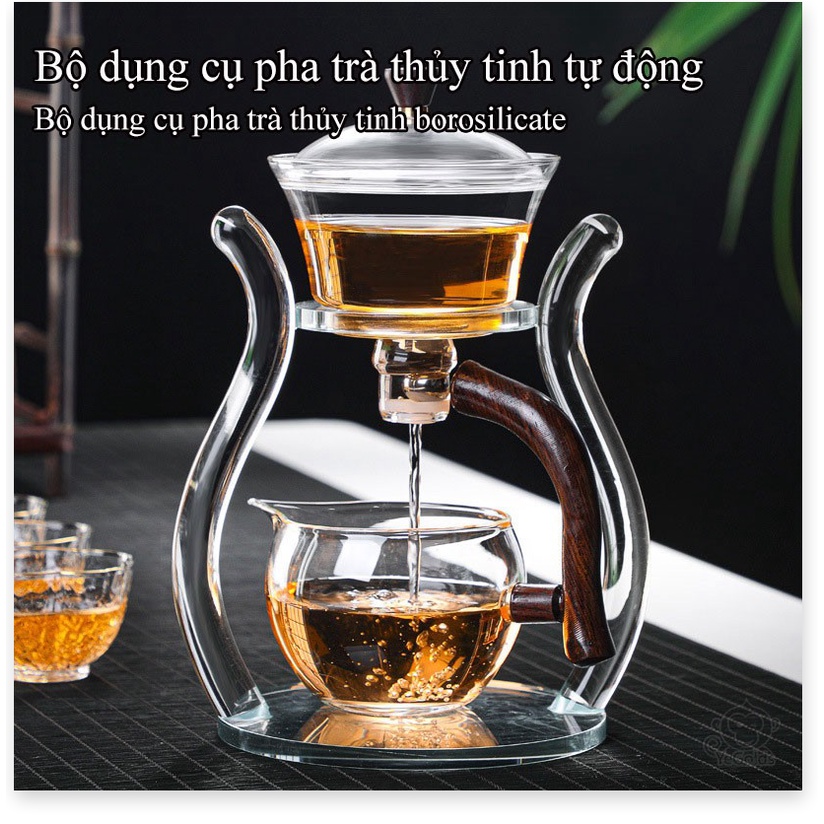 Hàng hot - Set Trà Cao Cấp BOROSILICATE & WOOD 6cup