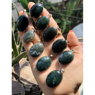 Mặt dây chuyền Moss agte bọc bạc