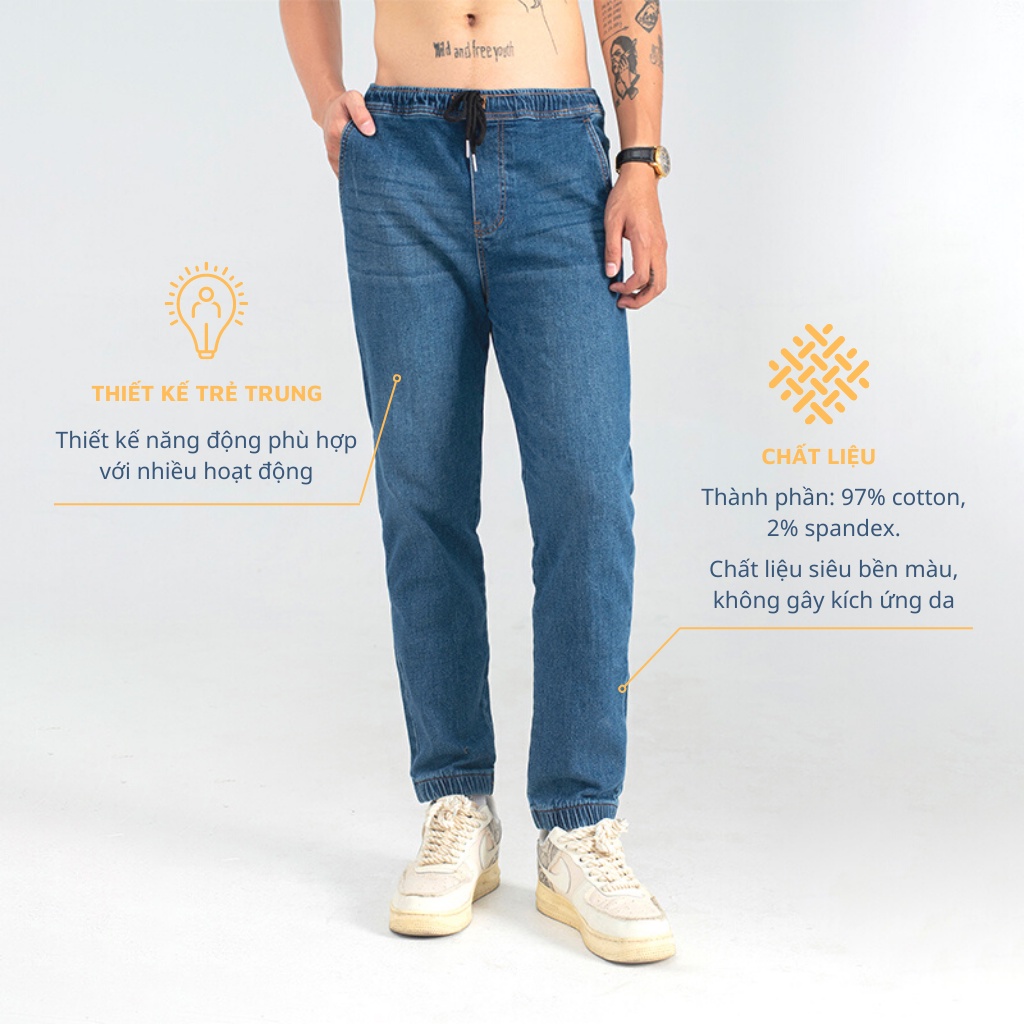 Quần Jogger Jean Nam H90 Jogger Nam Dáng Ôm SLimfit Bo Gấu Chất Bò Co Giãn Cao Cấp Thoải Mái Vận Động TRJ007