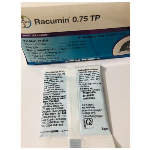 THUỐC DIỆT CHUỘT RACUMIN 0.75 TP