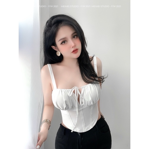 Áo Corset Viền Ngực Dây Có Buộc - Áo 2 Dây Ôm Body Sexy | XKA10 | Meimei Studio
