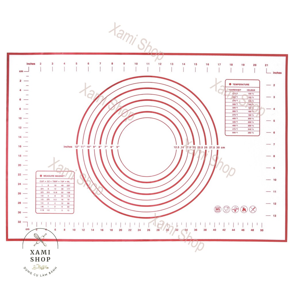 Dụng Cụ Làm Bánh Thảm Nhào Bột Chống Dính Silicon Đồ Làm Bánh Tấm Nhồi Bột