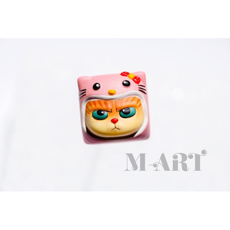 Nút bàn phím cơ mèo dễ thương và chiếc mũ Hello Kitty - Meowy artisan keycaps