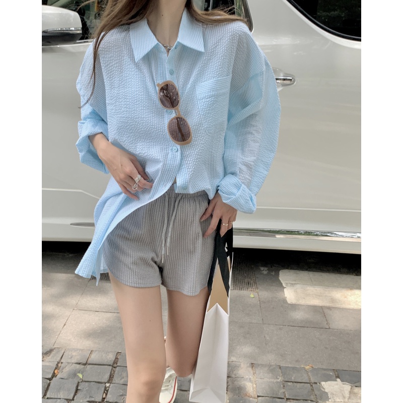 Áo Sơ Mi Nữ Dài Tay Họa Tiết Kẻ Sọc Thời Trang