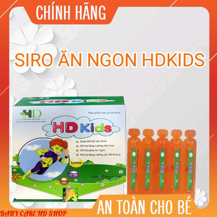 Siro Ăn Ngon HDKids cho bé biếng ăn, tiêu hóa kém 🧡[FREESHIP]🧡 Giúp ăn ngon tăng đề kháng sau 2 tuần hộp 20 ống * 10 ml