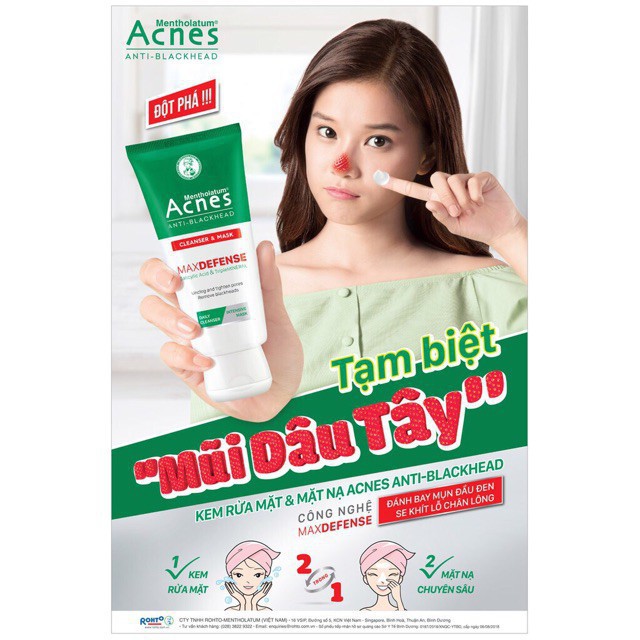 Kem rửa mặt và mặt nạ ngăn ngừa mụn đầu đen Acnes Anti Blackhead 100g