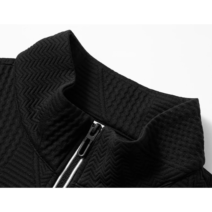 Áo sweater Tay Dài Cổ Đứng Dáng Rộng Màu Trơn Có Khóa Kéo Thoải Mái Thời Trang Xuân Thu Cho Nam