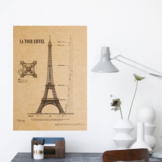 Miếng dán tường trang trí nội thất họa tiết tháp Eiffel phong cách cổ điển