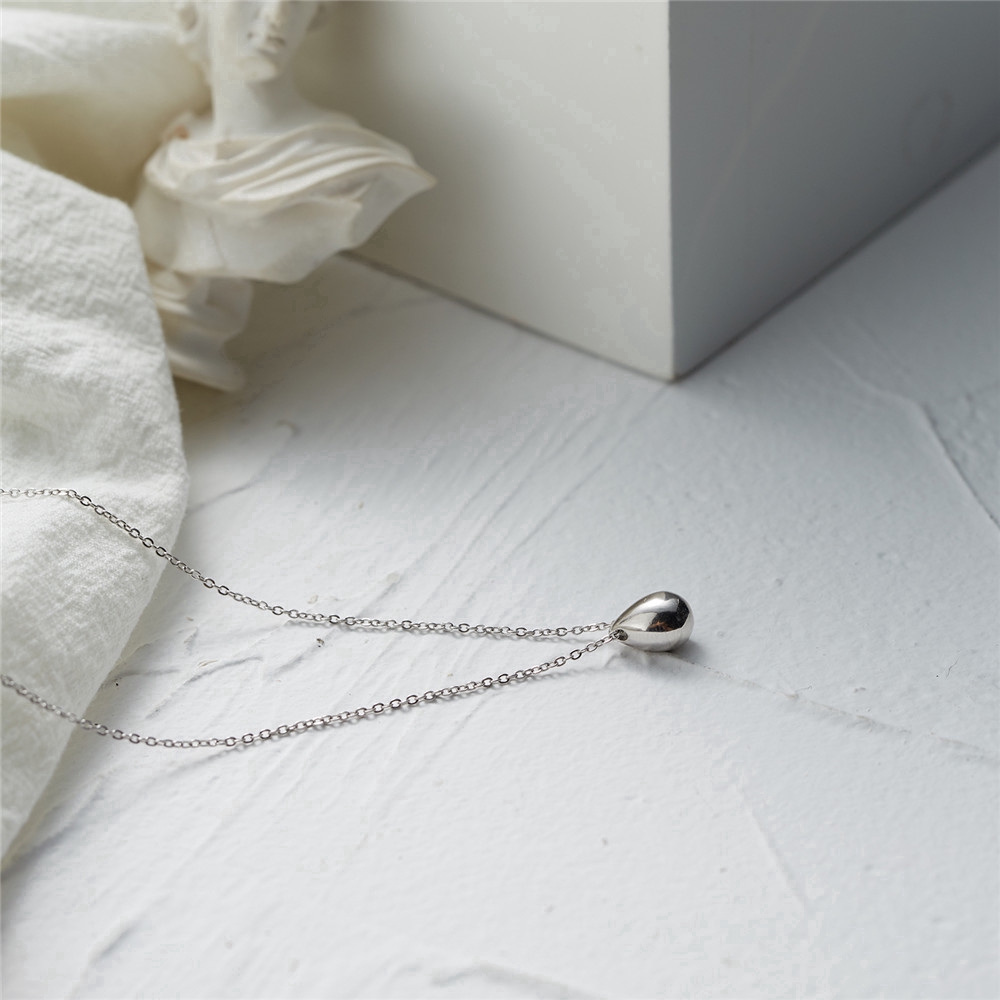 Korea woman simple waterdrop pendant necklace gold 925 silver Clavicle chain jewelry