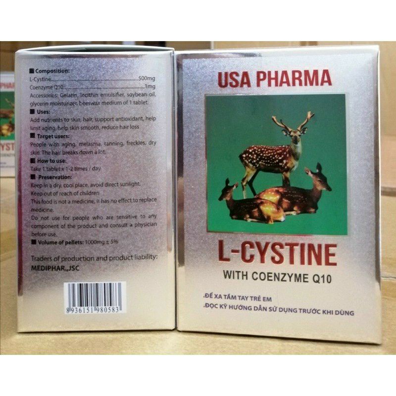 Viên uống L-CYSTINE USA PHARMA  ngăn ngừa rụng tóc, nám, tàn nhang - Hộp 60 viên -biboshop.nt