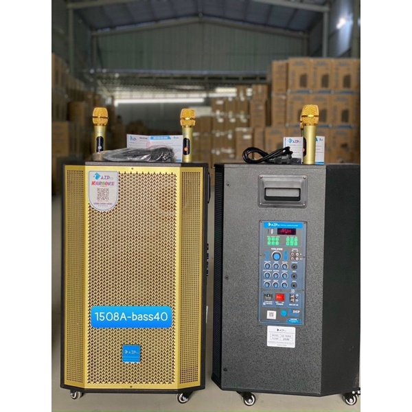 Loa Kéo Bluetooth Azpro Bass 40 3 Đường Tiếng Cao Cấp Az-1508-Tặng Kèm 2 Micro Không Dây Karaoke