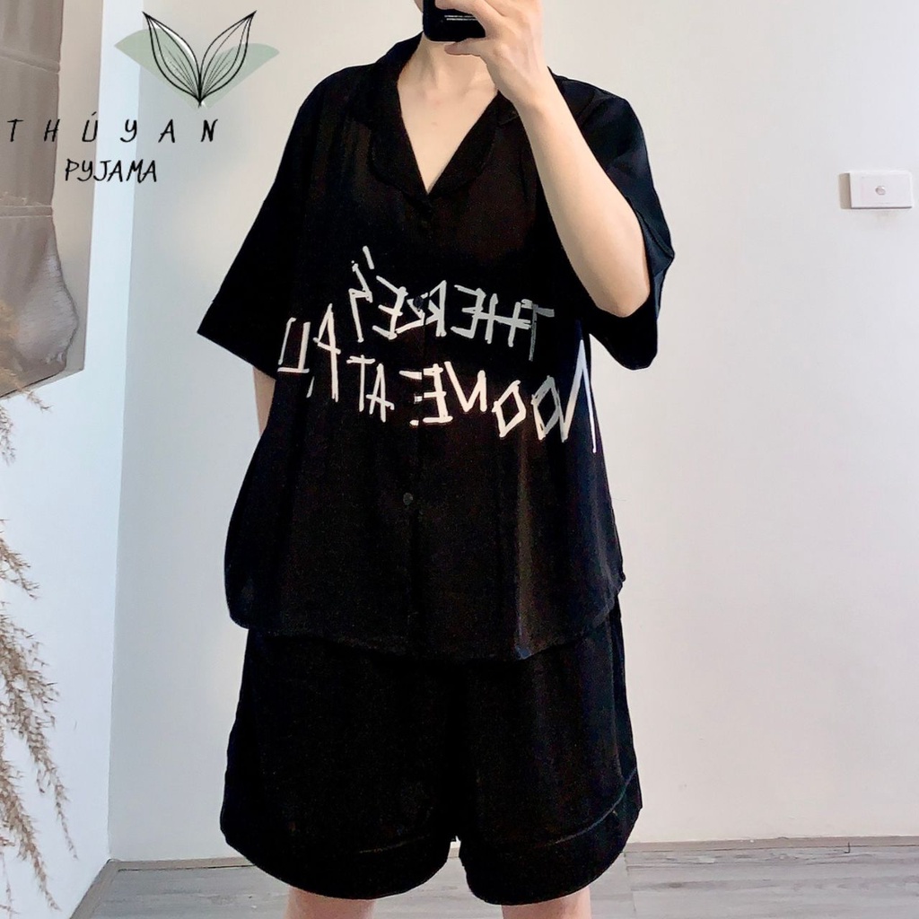 Bộ Pijama nữ bigsize chữ ST cộc đùi giá rẻ chất lụa Mango ko nhăn dành cho nữ, mẹ bầu 60 - 90kg