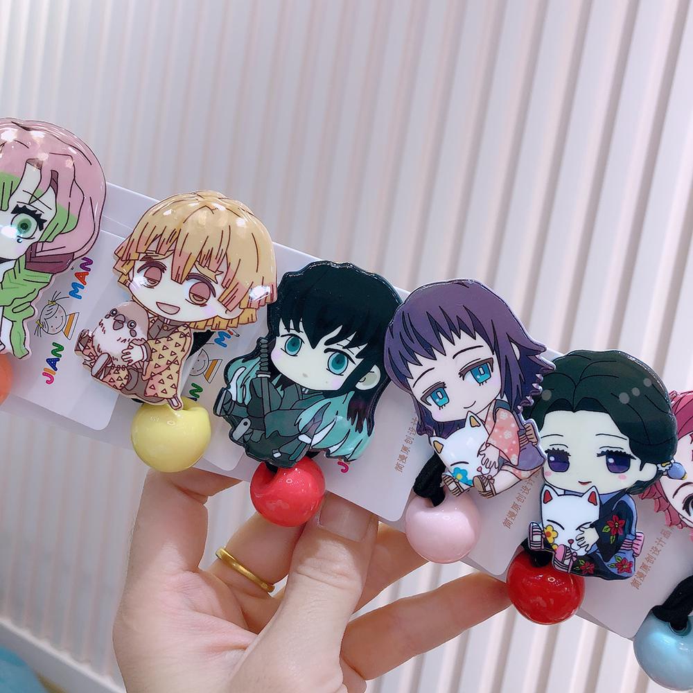 Dây Buộc Tóc Co Giãn Bằng Cao Su Acrylic In Họa Tiết Demon Slayer 15H Cho Nữ