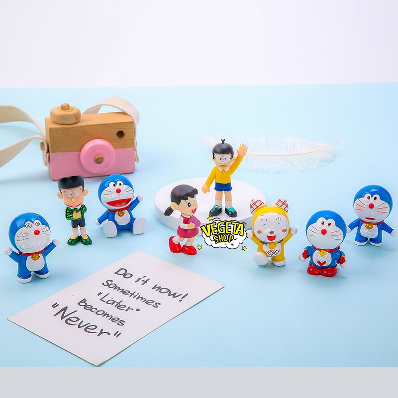 Mô hình Doraemon - Trọn bộ 8 Mô hình: Nobita Suneo Shizuka Doraemon Dorami - Xeko Xuka Doremon Doremi - Cao 5~8cm