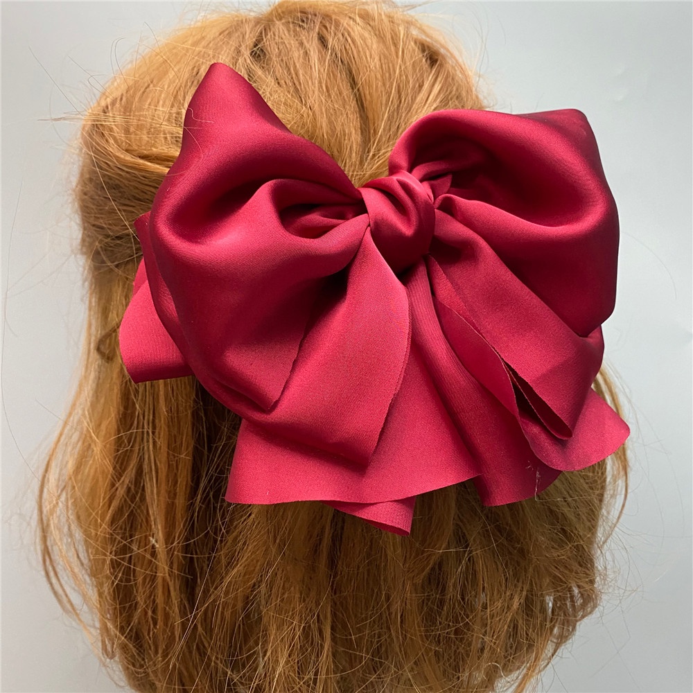 Kẹp Tóc Nơ Satin Nhiều Lớp Phong Cách Retro Hàn Quốc Mới