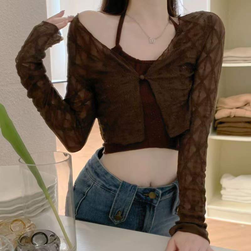 QADCOL Set Áo Hai Dây Và Áo Khoác Chống Nắng Dài Tay Thời Trang Nữ