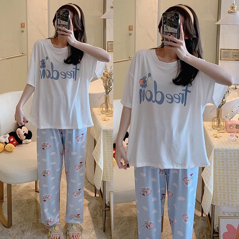 Set Đồ Bộ Ngắn In Họa Tiết Hoạt Hình Dễ Thương Cho Nữ | BigBuy360 - bigbuy360.vn