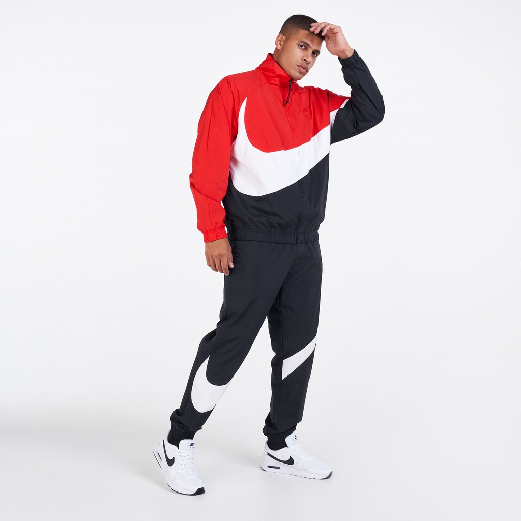 Áo khoác nam nữ N-i-k-e Big Swoosh Woven Jacket ; Áo thể thao dù chống nắng, chống thấm nước - Đỏ / Đen / Trắng