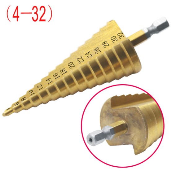 Bộ 3 mũi khoan bước phủ titan siêu cứng, đường kính 4-12/2032mm - Khoan được nhiều cỡ lỗ trong 1 mũi khoan