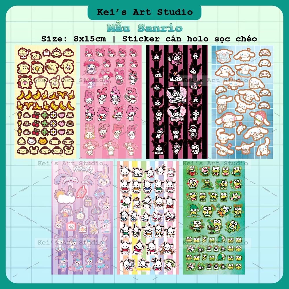 Mẫu Sanrio: Cinammon roll, Kuromi, Keroppi, Pochacco, pompom purin, stella lou