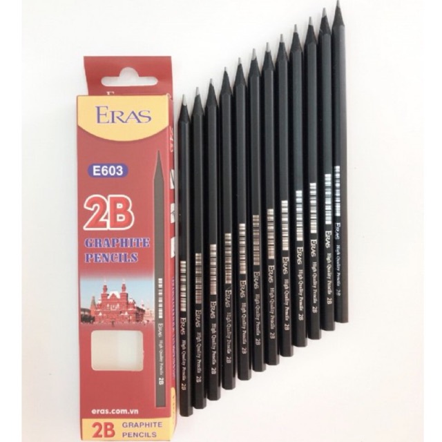 1 hộp 12c chì đen 2B chính hãng Eras E603