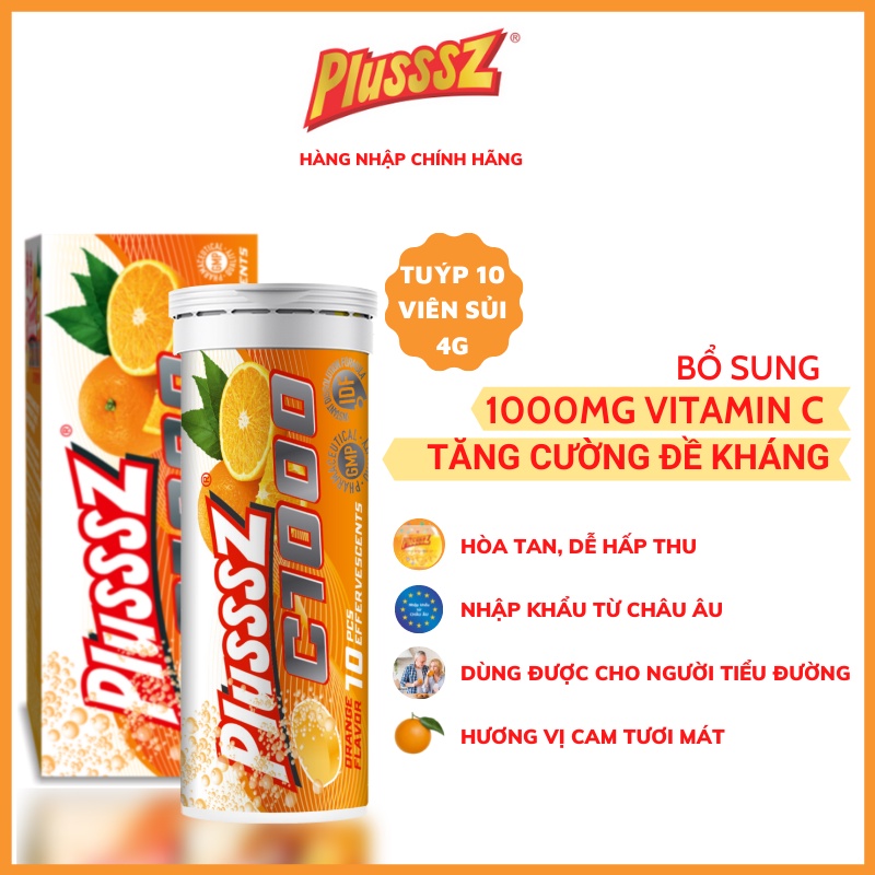 Viên sủi bổ sung vitaminC Plusssz C1000 bổ sung 1000mg Vitamin C hỗ trợ tăng cường sức đề kháng