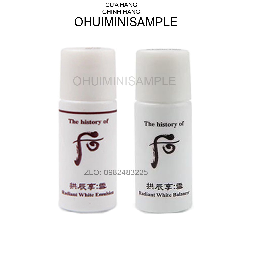 [Mini 5Ml +5Ml] Cặp Nước Hoa Hồng Và Sữa Dưỡng Trắng Mờ Nám Whoo Radiant White 5Ml