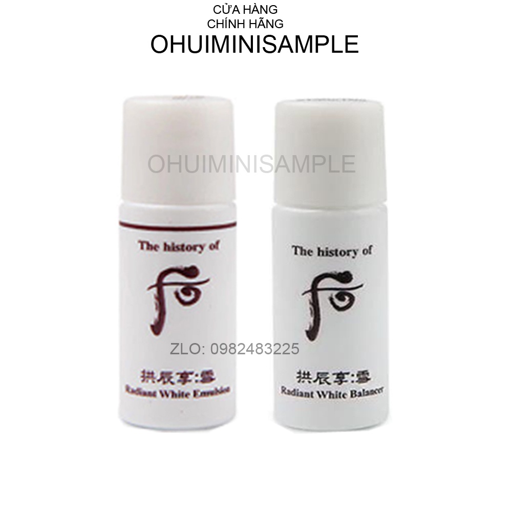 [Mini 5ml +5ml] Cặp nước hoa hồng và sữa dưỡng trắng mờ nám Whoo Radiant White 5ml