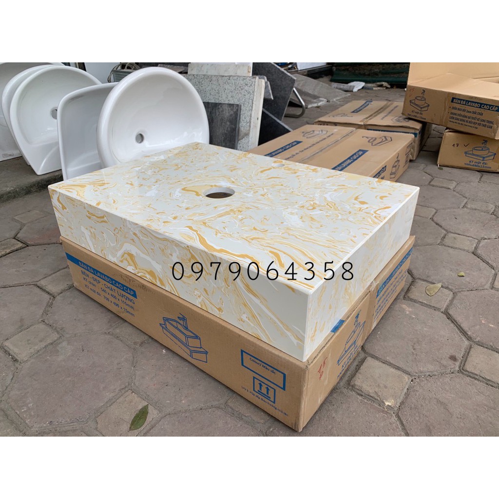 Bàn đá lavabo ghép mòi