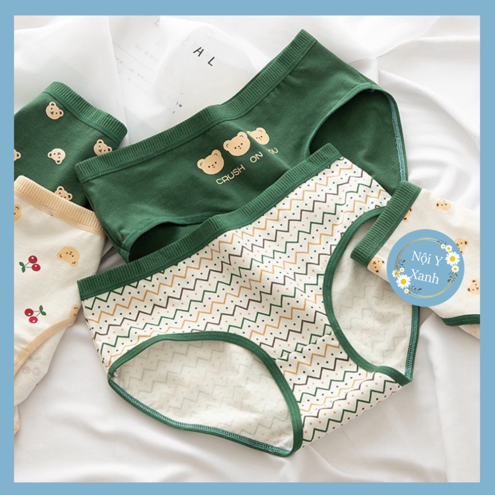 Quần Lót Nữ ❤️ Quần Cotton Nữ Họa Tiết Gấu Xanh Đậm Đáng Yêu Ngộ Nghĩnh MS 288 nội y xanh hàng đẹp thấm hút mồ hôi