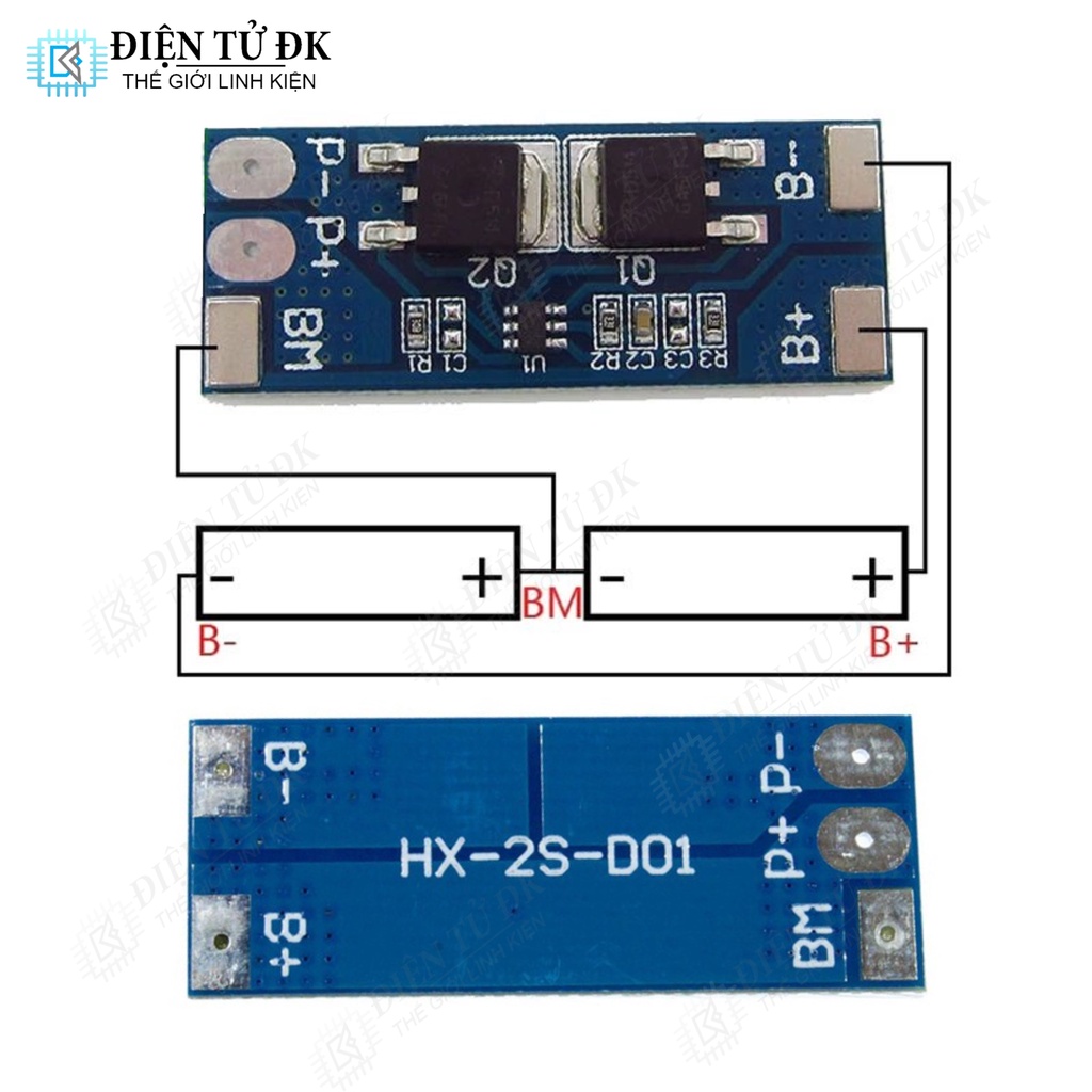 Mạch Sạc Pin Lithium 18650 2 Viên 2S 8A Có Bảo Vệ HX-2S-D01