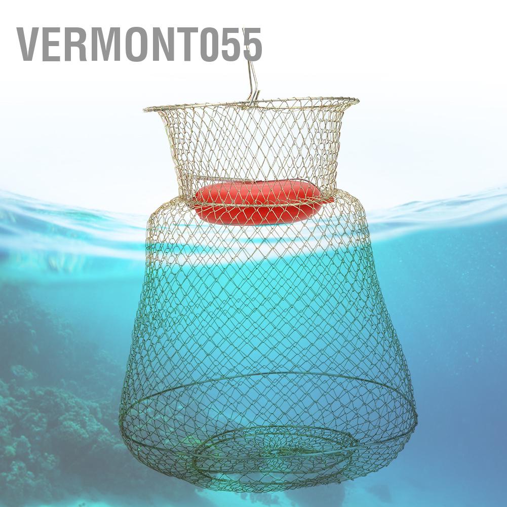 Có thể bán buôn Thép không gỉ có thể gập lại tròn di động Fish Shrimp Basket Fishing Net Cage with Floating Bowl Vermont055 Hàng giao ngay