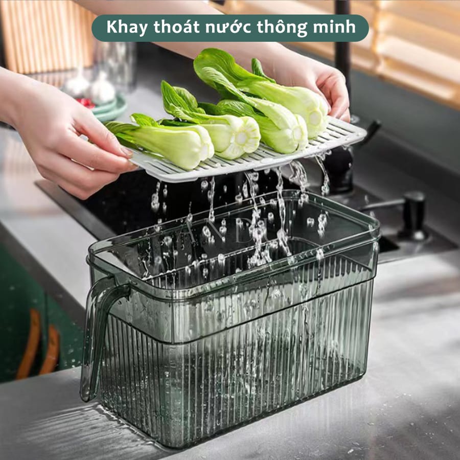 Hộp Đựng Thực Phẩm Tủ Lạnh Tách Nước Có Tay Cầm, Chất Liệu Cao Cấp, Trong Suốt, Đảm Bảo An Toàn Sức Khoẻ