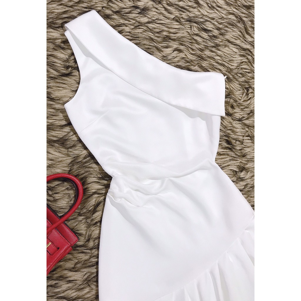Váy ôm trắng đuôi cá chéo vai kèm vòng choker V1172 - DVC phân phối chính thức (Kèm ảnh thật trải sàn do shop tự chụp)