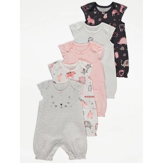 Set 5 bộ Romper tay cánh tiên cho bé gái 3-6m George UK