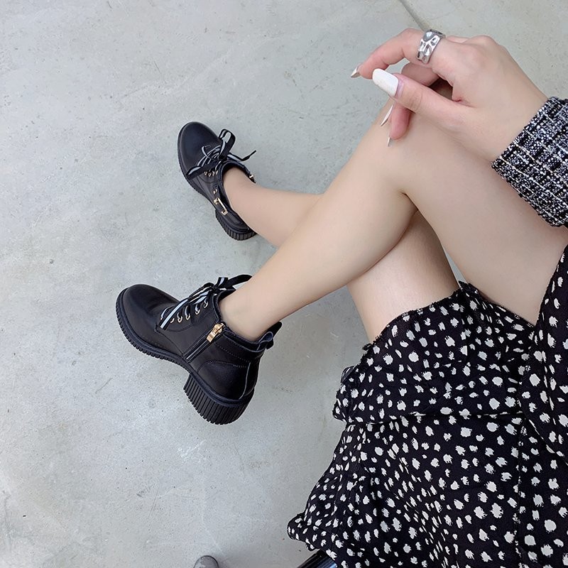 Giày bốt Nữ phong cách Anh quốc cổ cao đế cao 5P | BigBuy360 - bigbuy360.vn