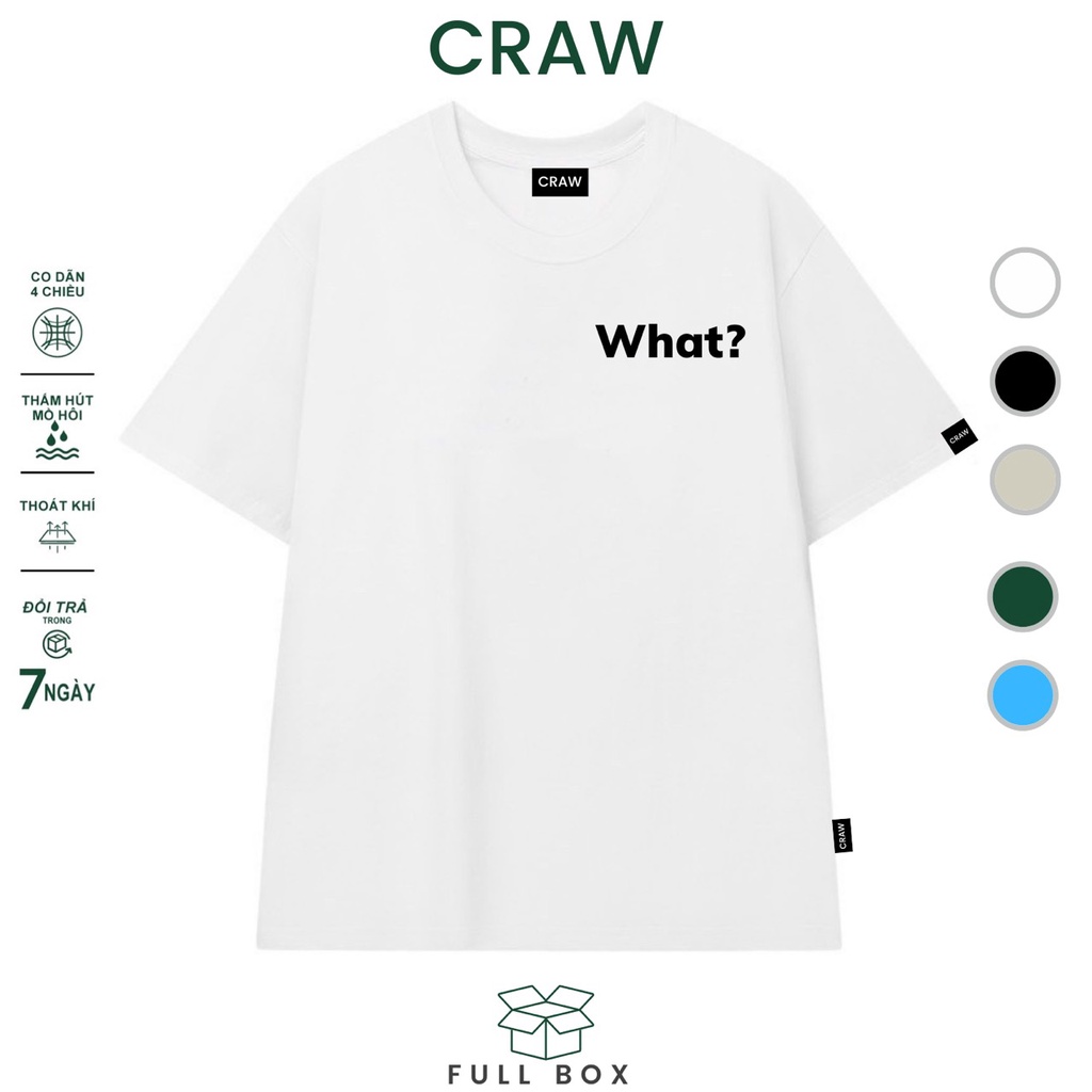 Áo thun tay lỡ CRAW phông unisex nam nữ vải coton mềm mịn, co dãn Oversize form rộng - 0023