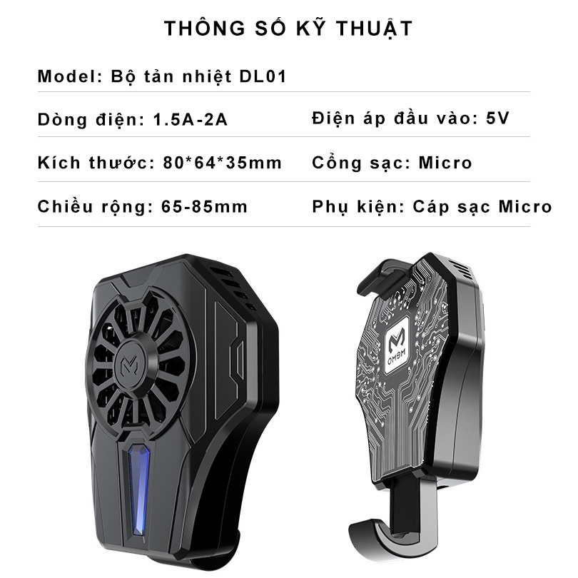 Quạt tản nhiệt điện thoại MEMO DL01 công nghệ sò lạnh thế hệ mới làm lạnh nhanh giúp tránh giật lag bảo vệ pin