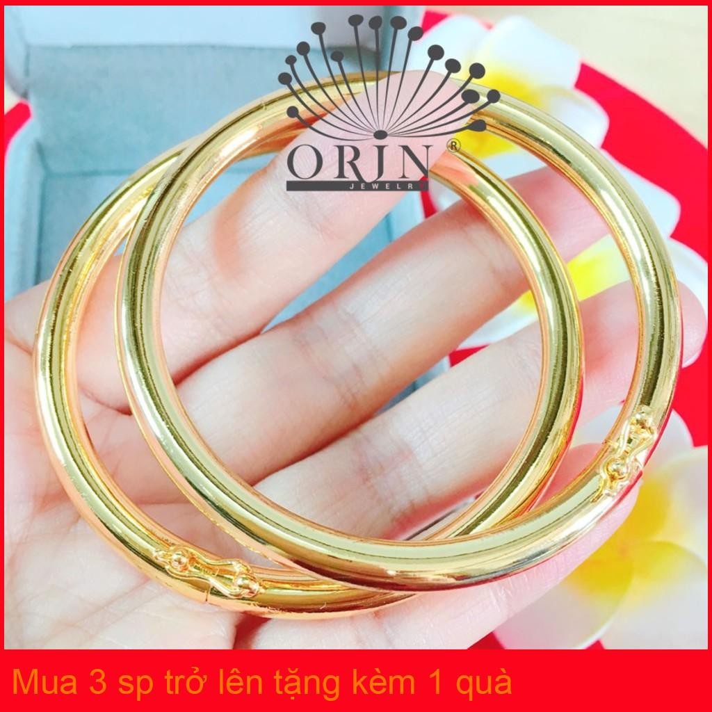 Bộ 2 Vòng bọng trơn có khóa xi màu 24k cao cấp Orin V2115