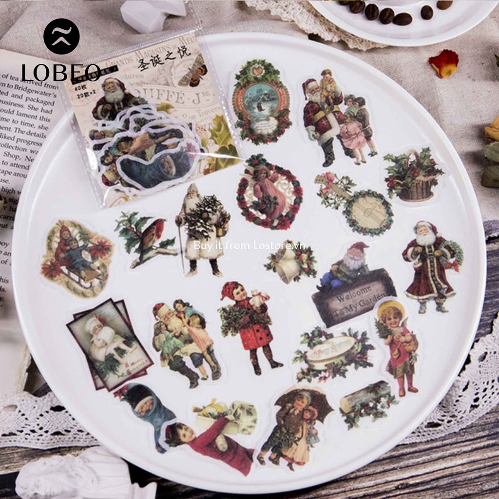 [ LỖ STORE ] Sticker hình dán Drehop Vintage 40 miếng