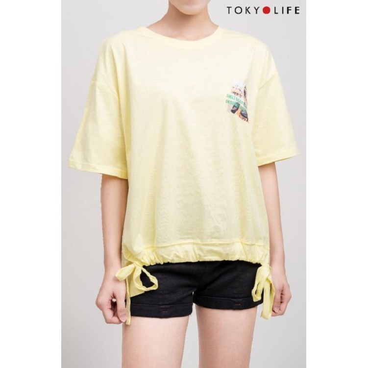 [Mã WABRSWK giảm 10% đơn từ 250k] Áo thun TOKYOLIFE Nữ E9TSH006G dáng dài rút dây gấu áo cá tính | BigBuy360 - bigbuy360.vn
