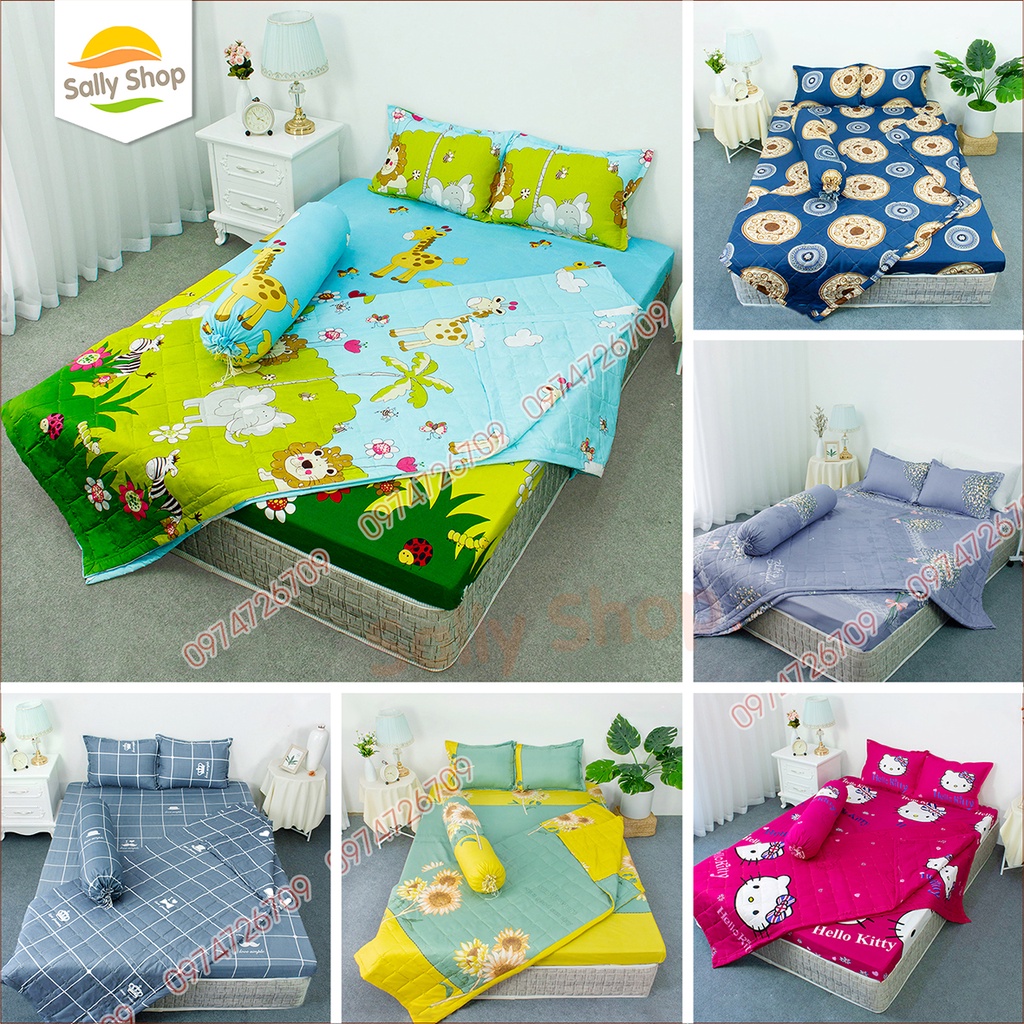 Đủ Bộ 4 Món Chăn Ga Gối Hè Thu Chất Cotton Poly Mềm Mát Thấm Hút Mồ Hôi Mẫu PIKACHU VÀNG