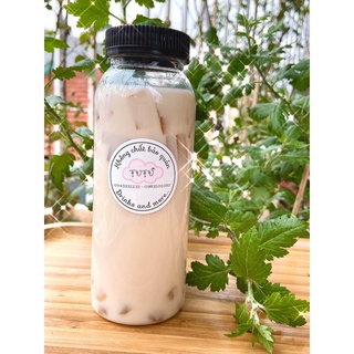 Trà đào sữa đóng chai kèm topping