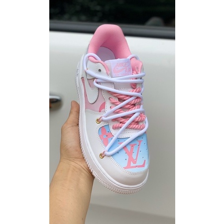 GIÀY AF1 TRẮNG HỒNG CUSTOM LV LAI AU