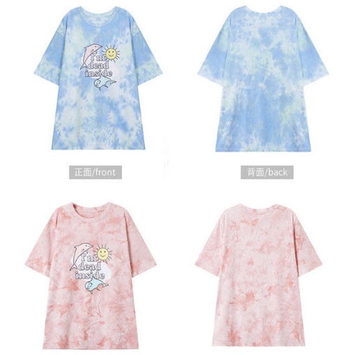 Áo Thun Phông Tay Lỡ Nam Nữ Loang 2 MÀU SIÊU CUTE cổ tròn cotton unisex
